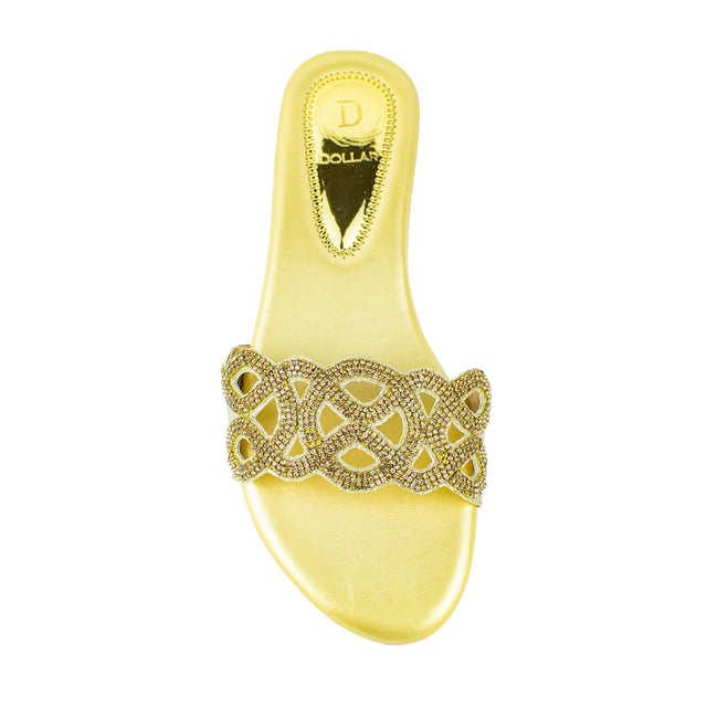 Handmade Gold Flat Slippers