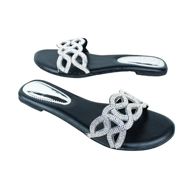 Chic Slate Black Flat Slippers