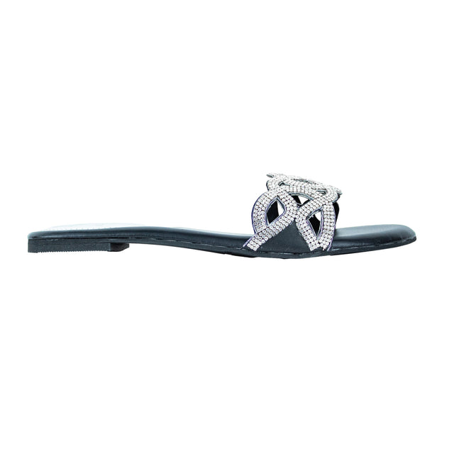 Chic Slate Black Flat Slippers