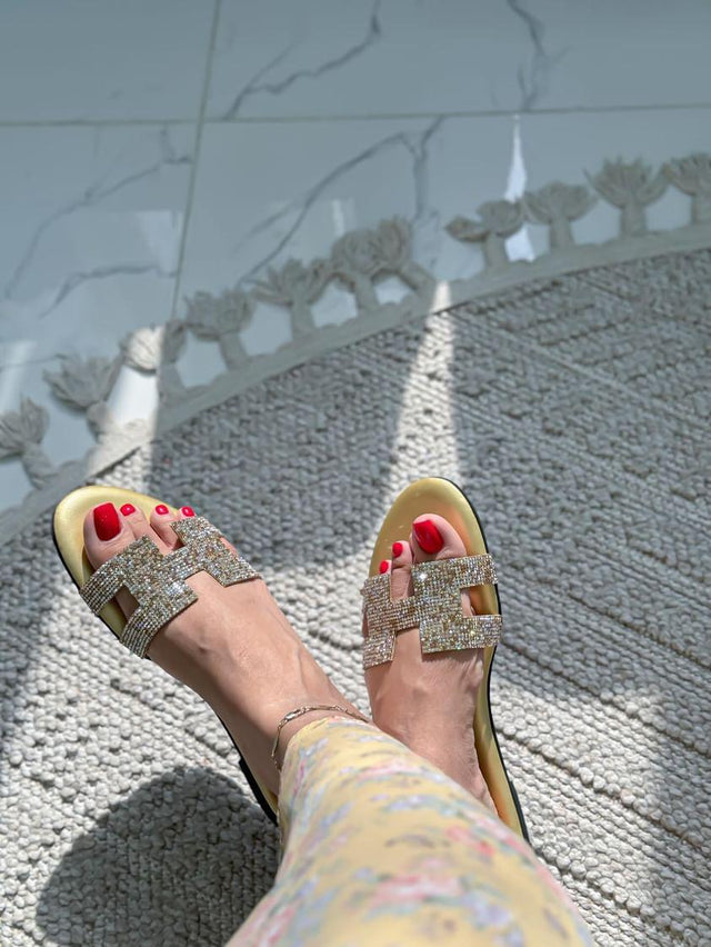 Refined Gold Flat Slippers