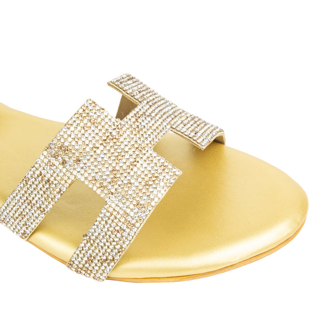 Refined Gold Flat Slippers