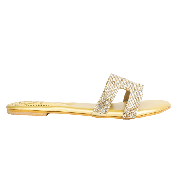 Refined Gold Flat Slippers
