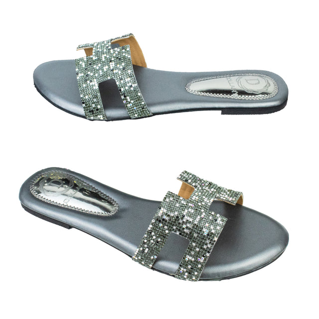 Sleek-modern Grey Flat Slippers