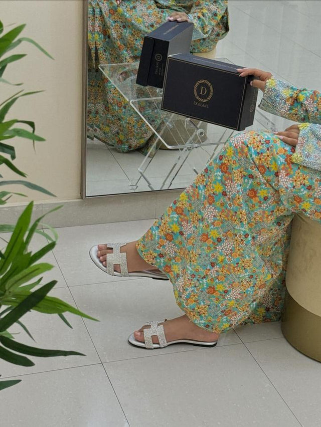 Exclusive Silver Flat Slippers