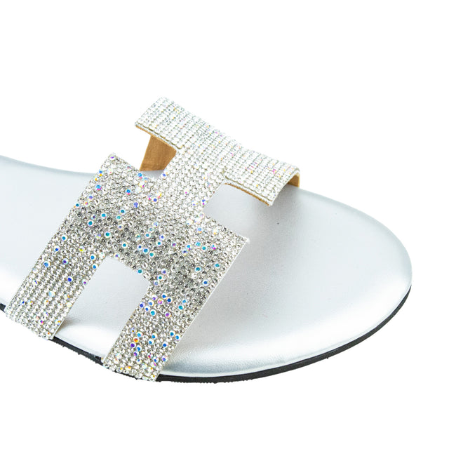 Exclusive Silver Flat Slippers