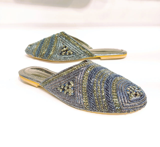 Glamorous Grey Flat Slippers