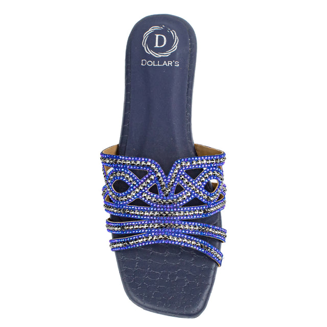 Samira Statement Navy Blue Flat Slippers