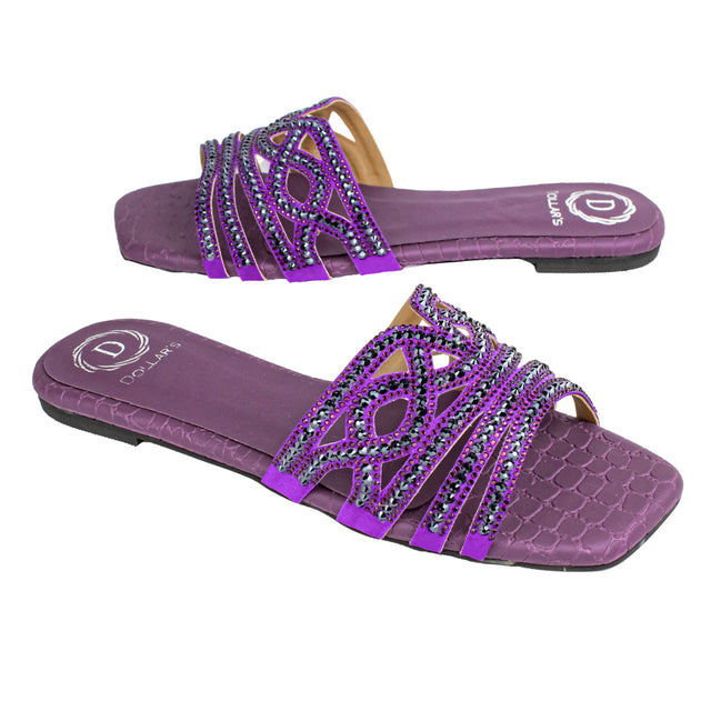 Samira Luxurious Purple Flat Slippers
