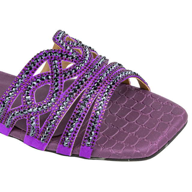 Samira Luxurious Purple Flat Slippers