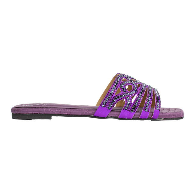 Samira Luxurious Purple Flat Slippers