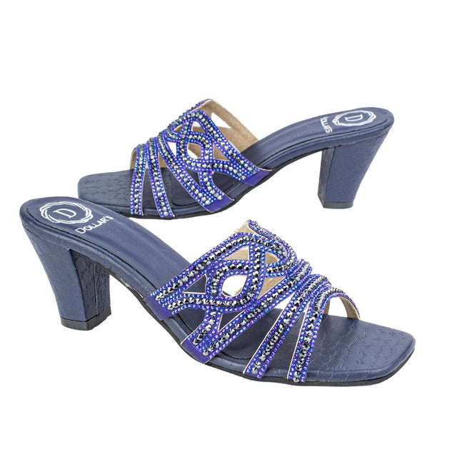 Samira Exclusive Navy Blue Block Heel Sandals
