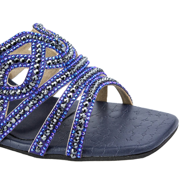Samira Exclusive Navy Blue Block Heel Sandals