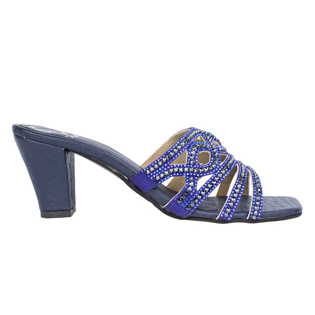 Samira Exclusive Navy Blue Block Heel Sandals