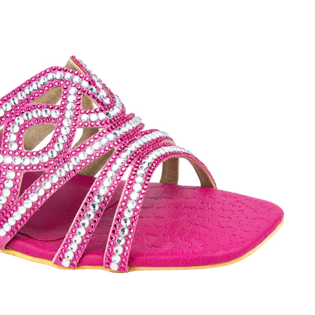 Samira Striking Pink Block Heel Sandals