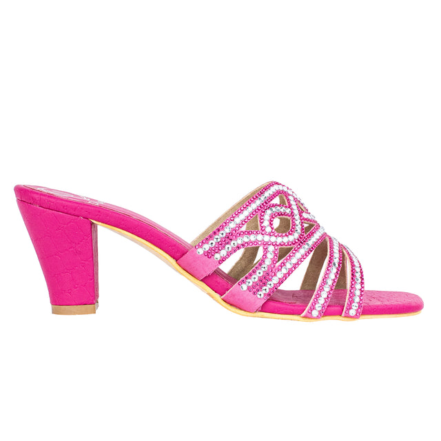 Samira Striking Pink Block Heel Sandals