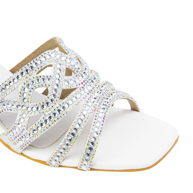 Samira Striking White Block Heel Sandals