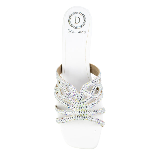 Samira Striking White Block Heel Sandals