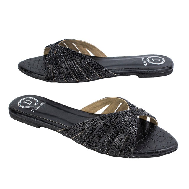 Noor Iconic Black Flat Slippers