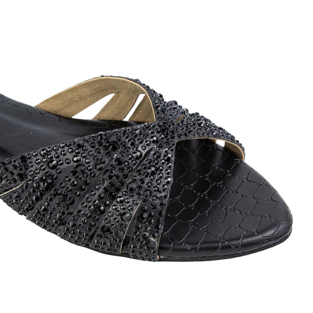 Noor Iconic Black Flat Slippers