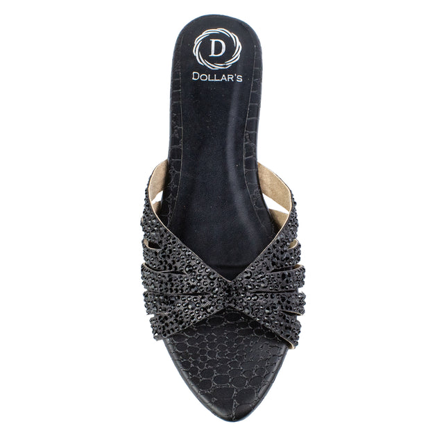 Noor Iconic Black Flat Slippers