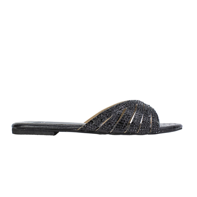 Noor Iconic Black Flat Slippers