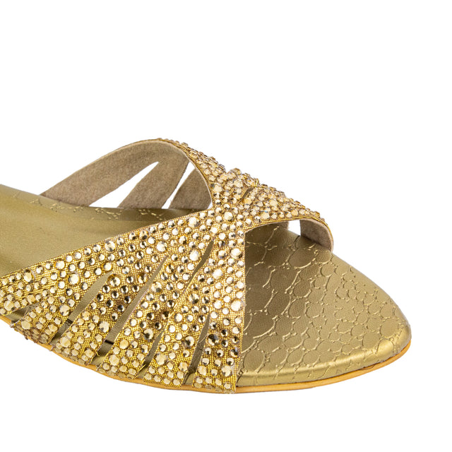 Noor Handcrafted Bronze Flat Slippers