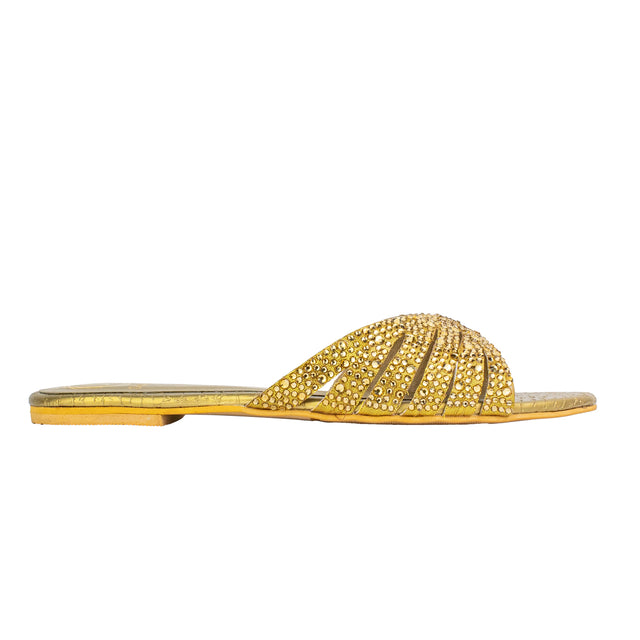 Noor Handcrafted Bronze Flat Slippers