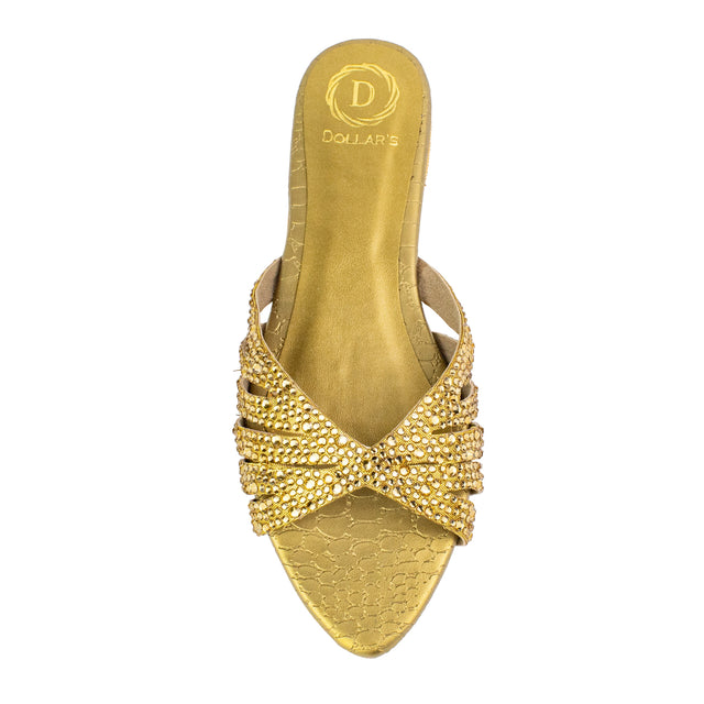 Noor Handcrafted Bronze Flat Slippers