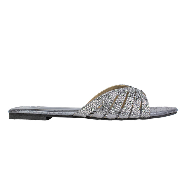 Noor Chic Grey Flat Slippers