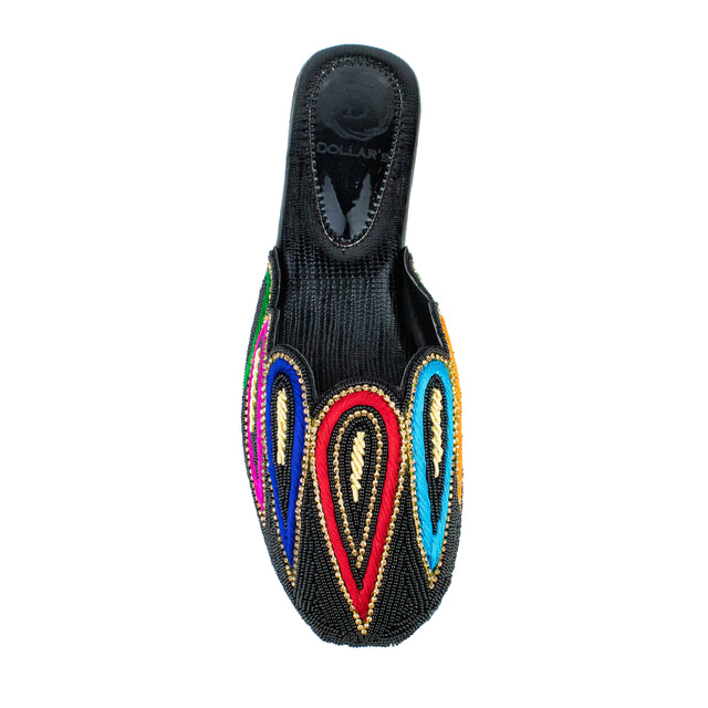 Contemporary Black Multicolour Flat Slippers