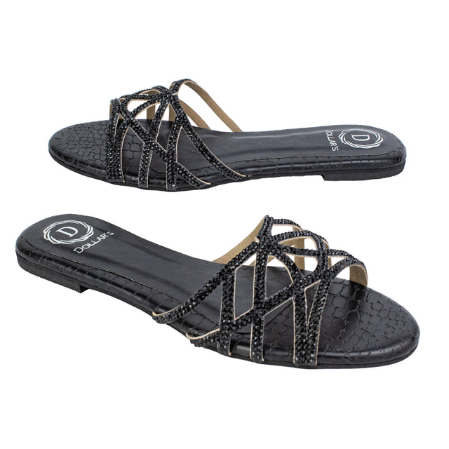 Maha Captivating Black Flat Slippers