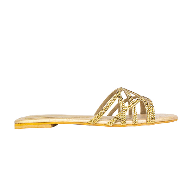 Maha Striking Gold Flat Slippers
