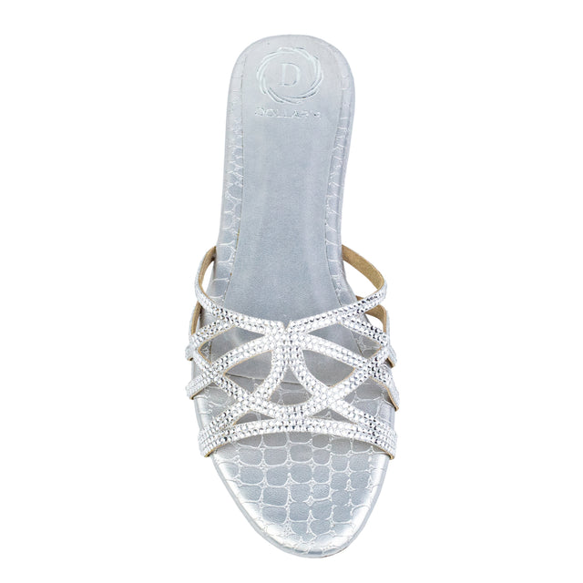 Maha Handcrafted Silver Flat Slippers