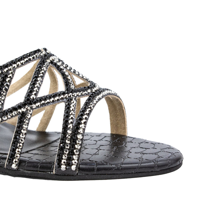Maha Refined Black Two Tone Pencil Heel Sandals