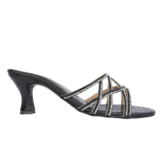 Maha Refined Black Two Tone Pencil Heel Sandals