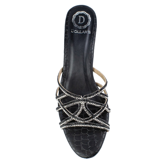 Maha Refined Black Two Tone Pencil Heel Sandals