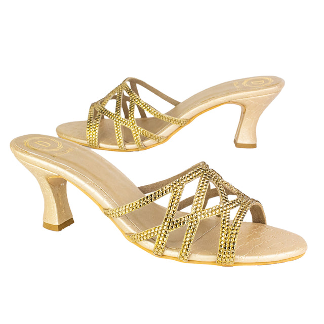 Maha Chic Gold Pencil Heel Sandals