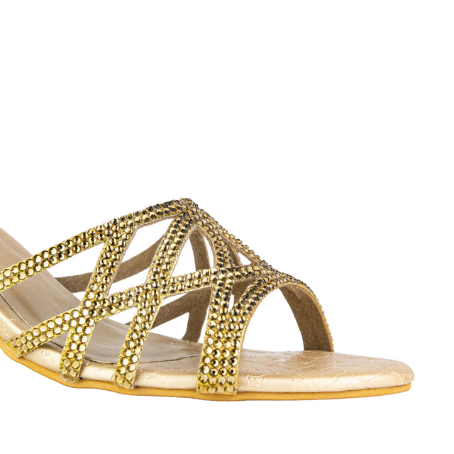 Maha Chic Gold Pencil Heel Sandals