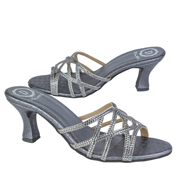 Maha Handcrafted Grey Pencil Heel Sandals