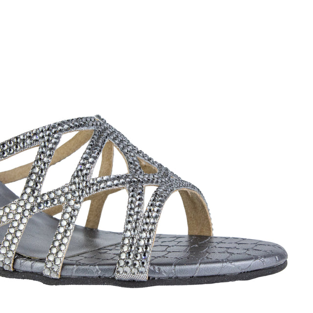 Maha Handcrafted Grey Pencil Heel Sandals