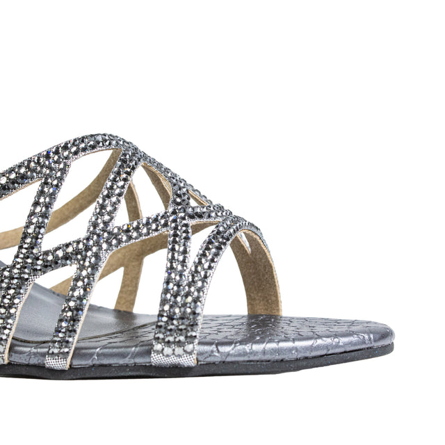 Maha Handcrafted Grey Pencil Heel Sandals