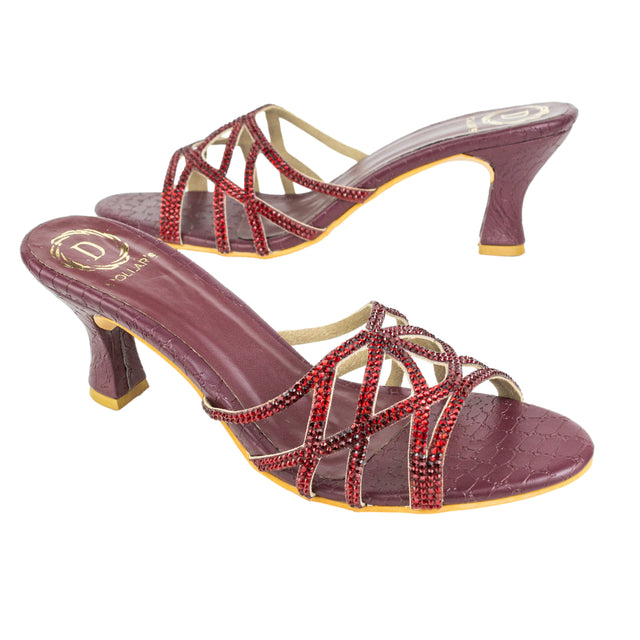 Maha Exclusive Maroon Pencil Heel Sandals