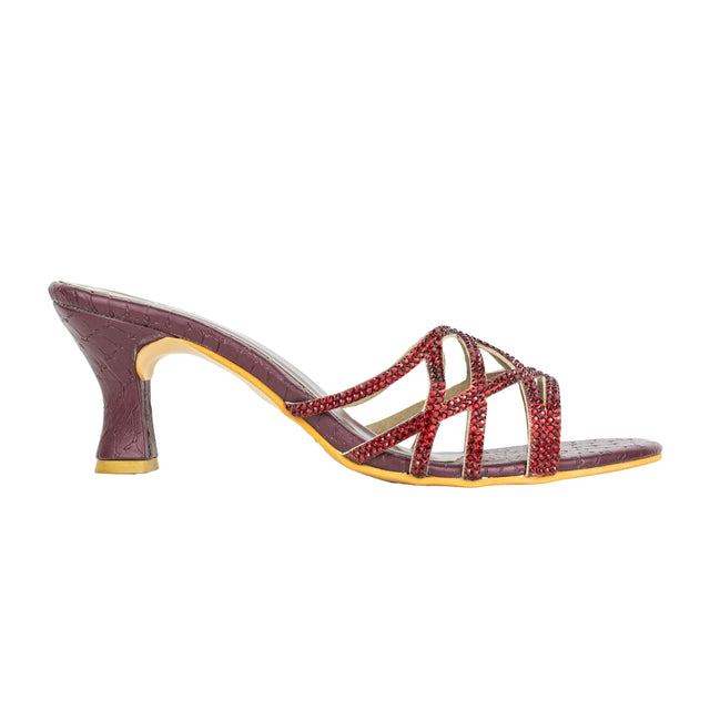 Maha Exclusive Maroon Pencil Heel Sandals