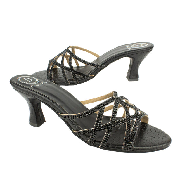 Maha Opulent Black Pencil Heel Sandals
