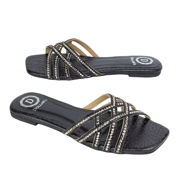Edgy Black Flat Slippers
