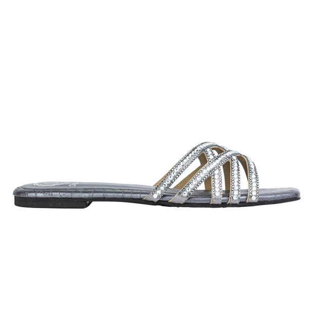 Glamorous Grey Flat Slippers