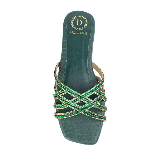 Feminine-chic Green Flat Slippers