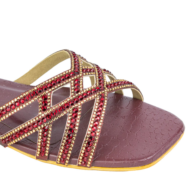 Enchanting Maroon Flat Slippers