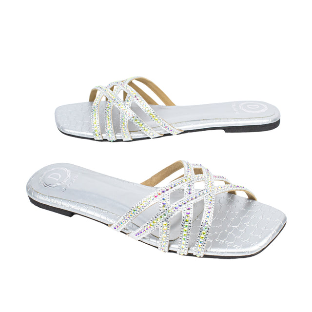 Luxe Silver Flat Slippers