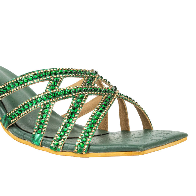 Elegant Green Pencil Heel Sandals